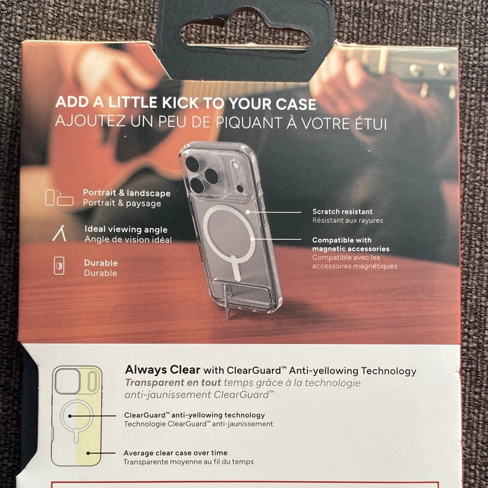 ZAGG Clear Case with Kickstand for iPhone 17 - Transparent White